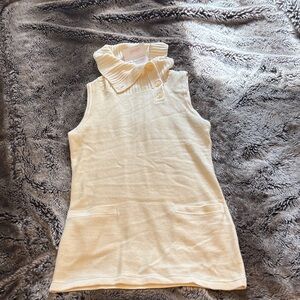 Calvin Klein Sleeveless Knit Polo Tunic in Cream